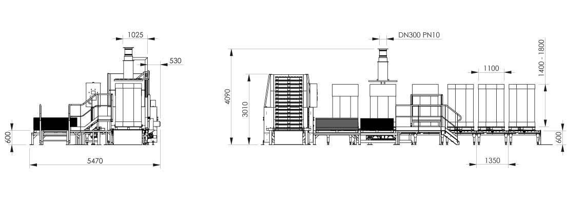 Ligne de conditionnement octabins plan et dimensionnel - Palamatic Process