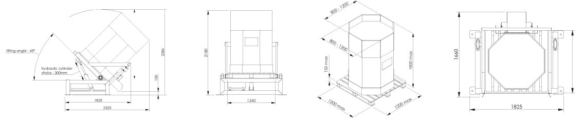 Plano da máquina descarregadora de octabins - Octoflow 01