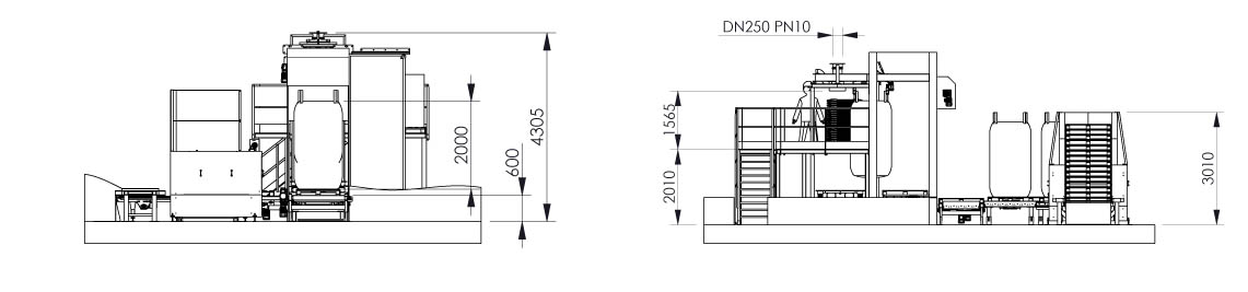 Plano e dimensional - Linha de embalagem em big bag - Flowmatic 10 - Palamatic Process 