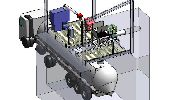 Posto de esvaziamento de big bags para enchimento de caminhão