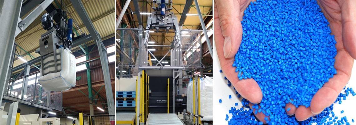 Sistema automatizado de aspiração de big bag para a indústria de plásticos
