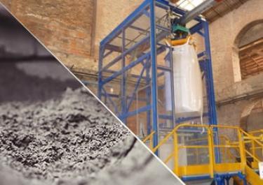 Esvaziamento de big bags de cimento Esvaziamento de big bags de cimento