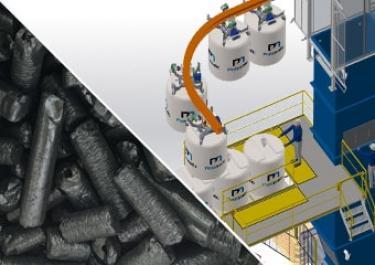 Esvaziamento semi-automático de big bags de carvão Esvaziamento semi-automático de big bags de carvão