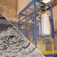 Esvaziamento de big bags de cimento Esvaziamento de big bags de cimento