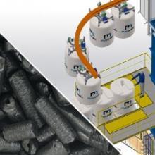 Esvaziamento semi-automático de big bags de carvão Esvaziamento semi-automático de big bags de carvão