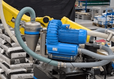 Bomba de vácuo e ciclone para recuperação de finos