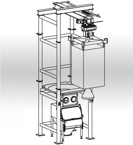 Plan 3D - Station de vidange big bag et sac chargement palan